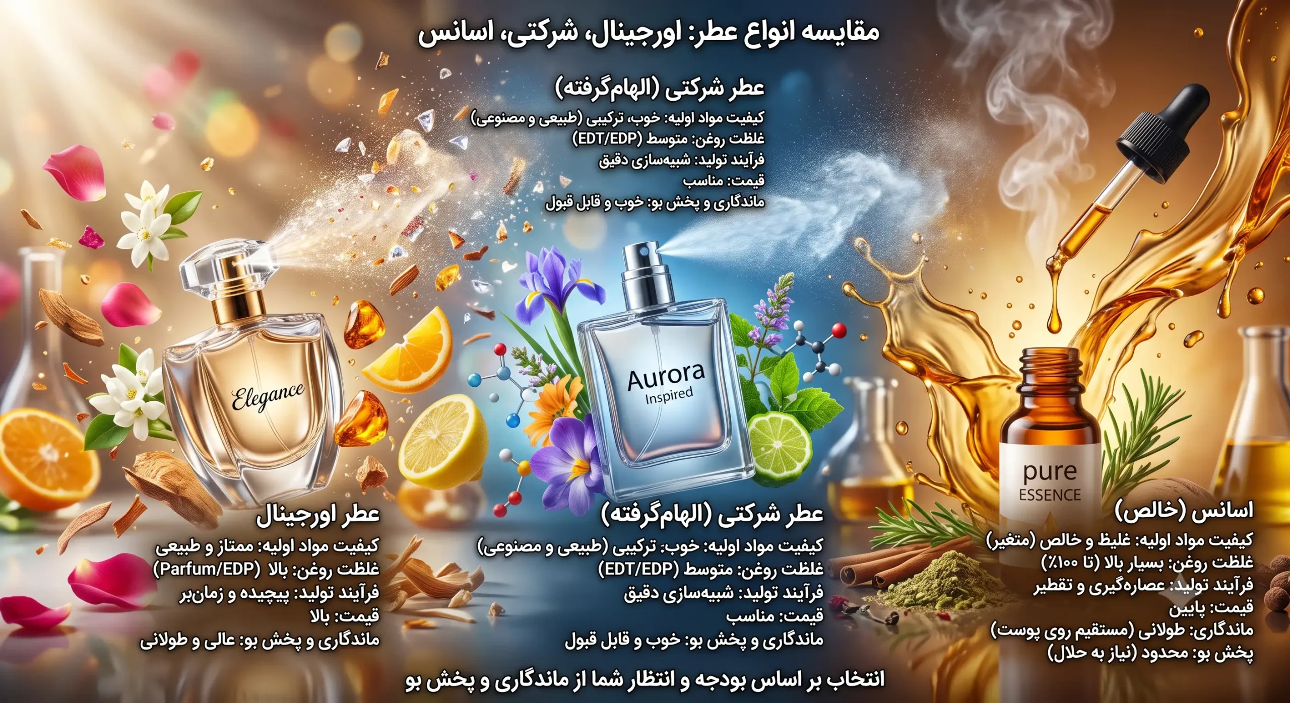 تفاوت عطر اورجینال، شرکتی، اسانس