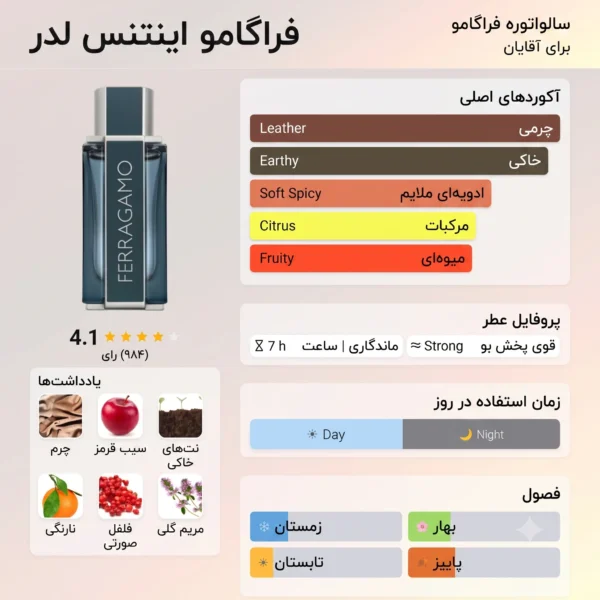 عطر ادکلن سالواتوره فراگامو اینتنس لدر | Salvatore Ferragamo Ferragamo Intense Leather