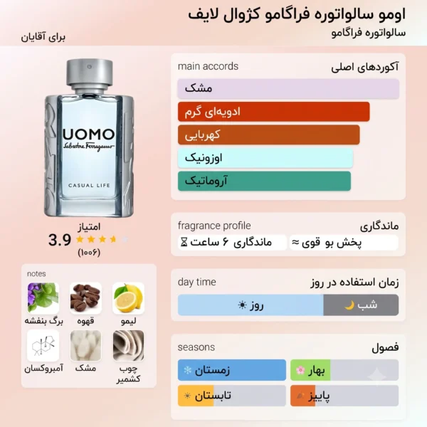 عطر ادکلن سالواتوره فراگامو اومو کژوال لایف | Salvatore Ferragamo Uomo Salvatore Ferragamo Casual Life